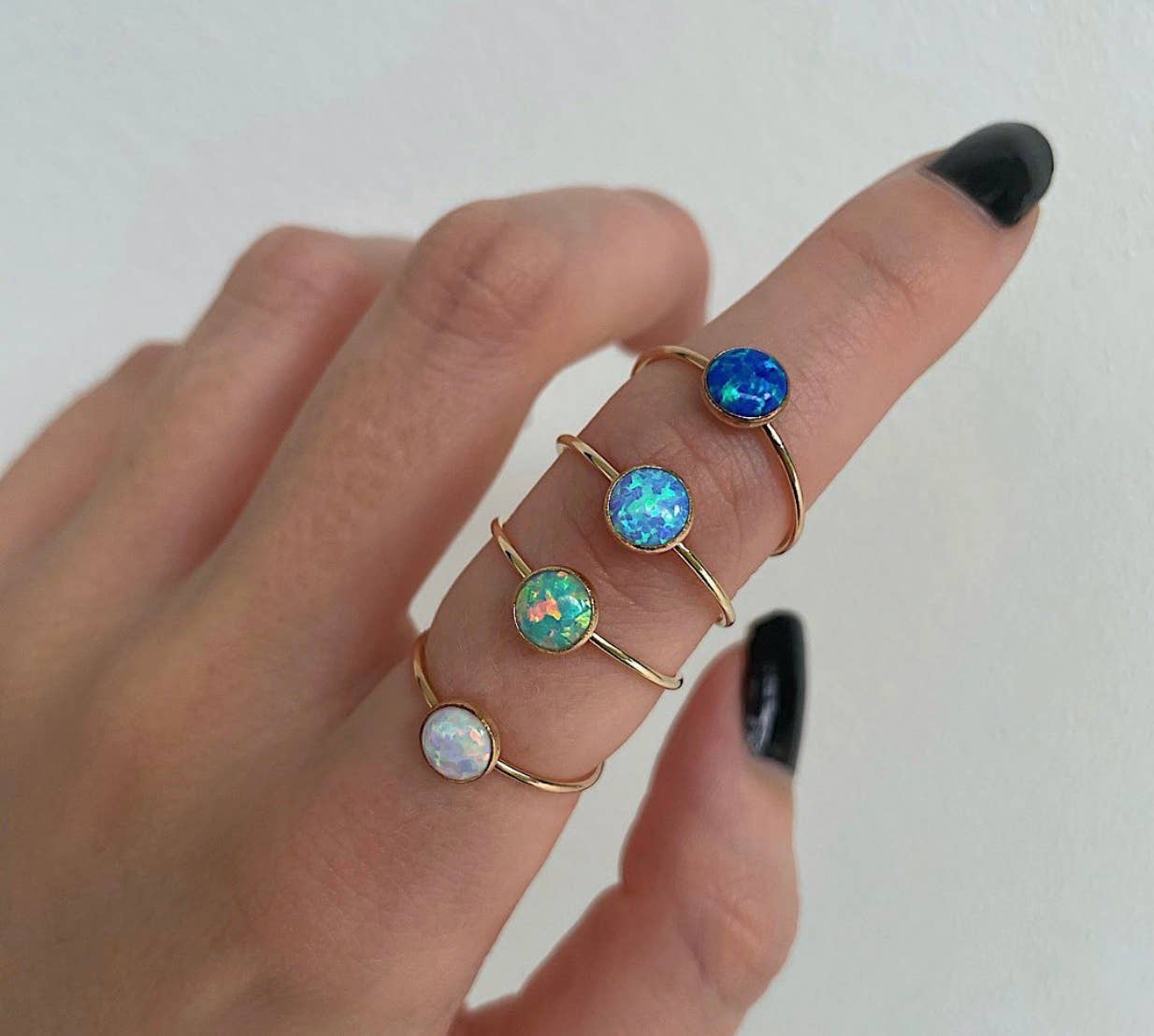 Opal and Diamond Ring 14K Gold, Opal Ring with Diamond Halo, Opal Enga –  Albrecht Jewellery